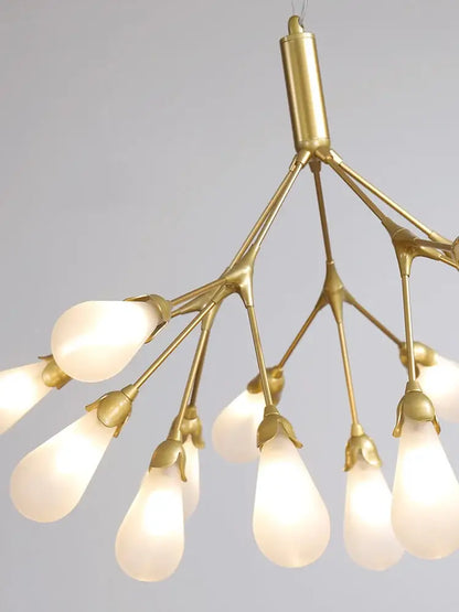 Modern gold elegant firefly chandelier with frosted glass teardrop shades for dining room decorbites elegant firefly design