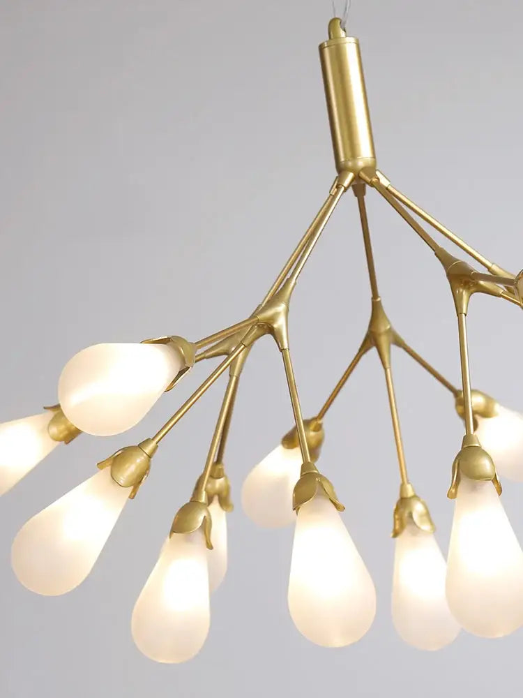 Modern gold elegant firefly chandelier with frosted glass teardrop shades for dining room decorbites elegant firefly design