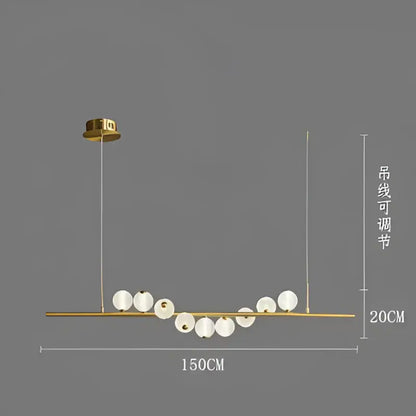 Modern gold elegant pearl necklace chandelier with sleek horizontal bar and white glass globes for living room decorbites elegant pearl