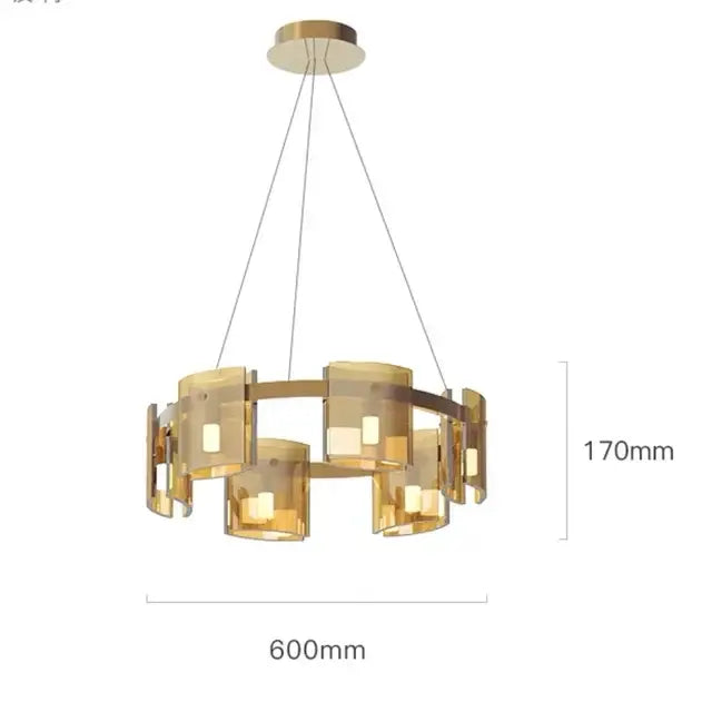 Modern gold elegant smoky glass chandelier with cylindrical shades and circular frame for dining room decorbites elegant smoky