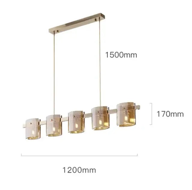 Modern gold elegant smoky glass chandelier with five cylindrical glass shades for dining room decorbites elegant smoky design