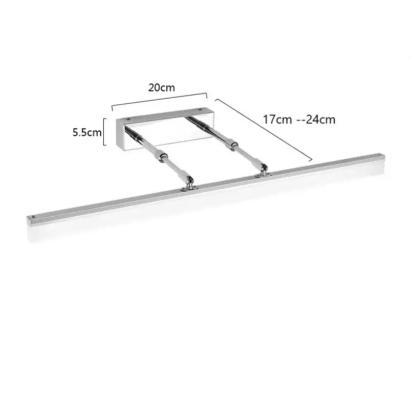 Chrome-finished retractable clothes rack with adjustable 17 to 24 cm extension complements decorbites elegant vanity led lights
