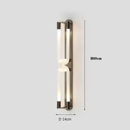 Modern gold elegant wall mounted light bedroom glass sconce with two vertical led tubes in brushed metal frame decorbites elegant wall