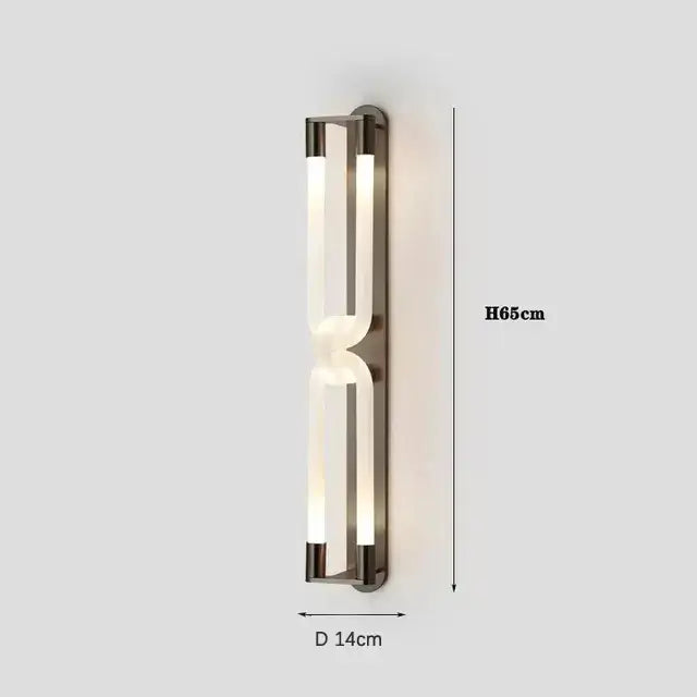 Modern gold elegant wall mounted light bedroom glass sconce with two vertical led tubes in brushed metal frame decorbites elegant wall
