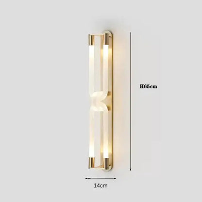 Modern gold elegant wall mounted light featuring two vertical illuminated acrylic panels for bedroom decorbites elegant wall