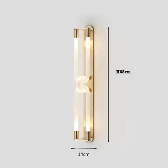 Modern gold elegant wall mounted light featuring two vertical illuminated acrylic panels for bedroom decorbites elegant wall