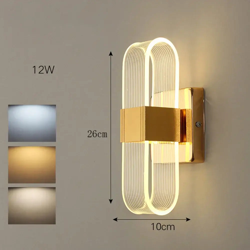 Modern gold elliptical led wall lamp with sleek curved design and vertical led strips for bedroom decorbites elliptical led wall decor