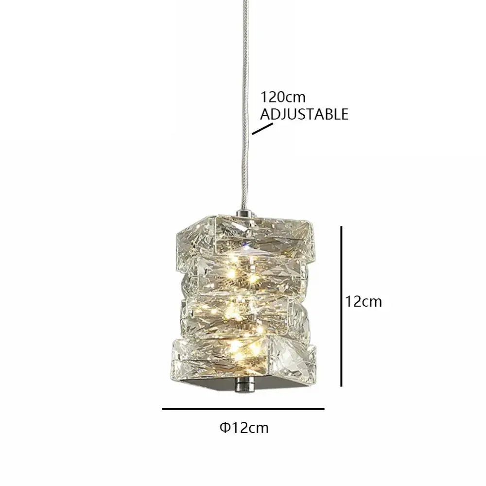 Modern gold elongated glass chandelier led ceiling light with clear faceted glass pendant and warm led illumination