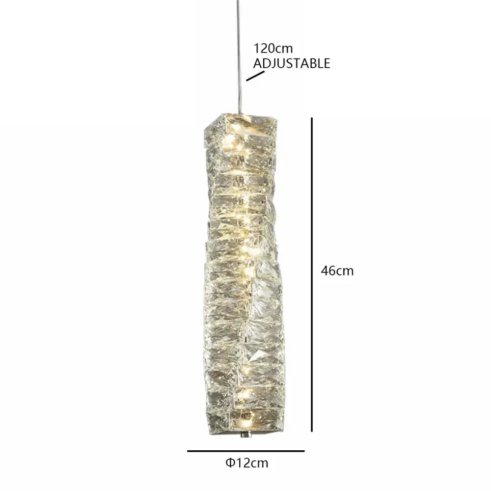 Modern gold elongated glass chandelier led ceiling light with a textured glass cylinder and warm led lights