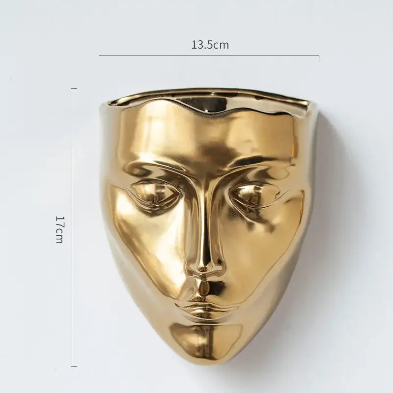 Modern gold face ceramic wall-mounted vase with smooth reflective surface by decorbites ceramic wall-mounted for living room decor