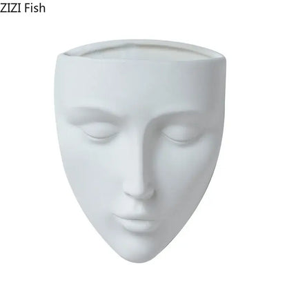 Modern gold decorbites ceramic wall-mounted vase with smooth white ceramic face planter for living room decor