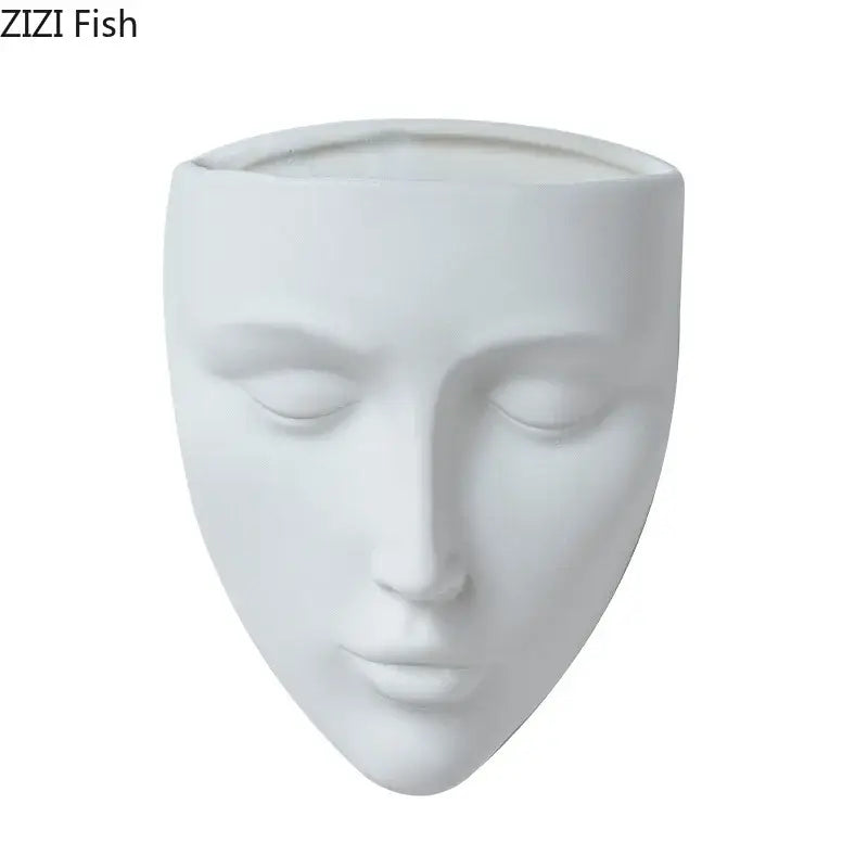 Modern gold decorbites ceramic wall-mounted vase with smooth white ceramic face planter for living room decor