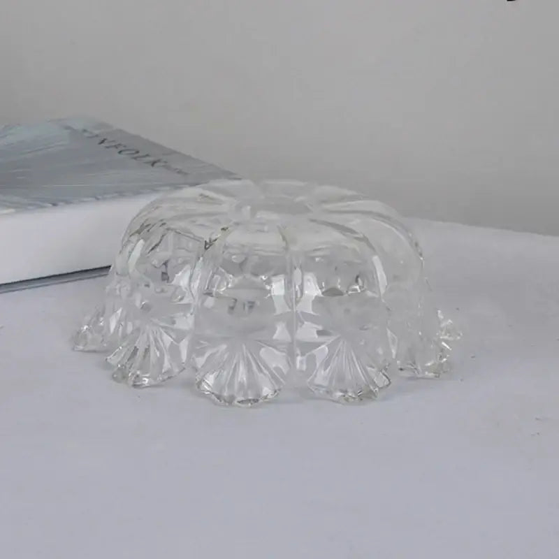 Modern gold faceted clear glass wall lamp with intricate floral patterns and scalloped edge for bedroom wall light