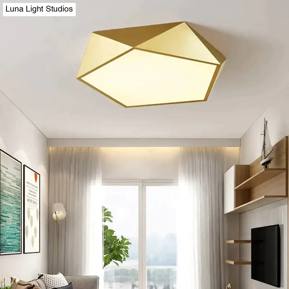 Decorbites modern gold geometric ceiling light with faceted design and warm white illumination for indoor use