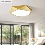 Decorbites modern gold geometric ceiling light with faceted design and bright white illumination for indoor use