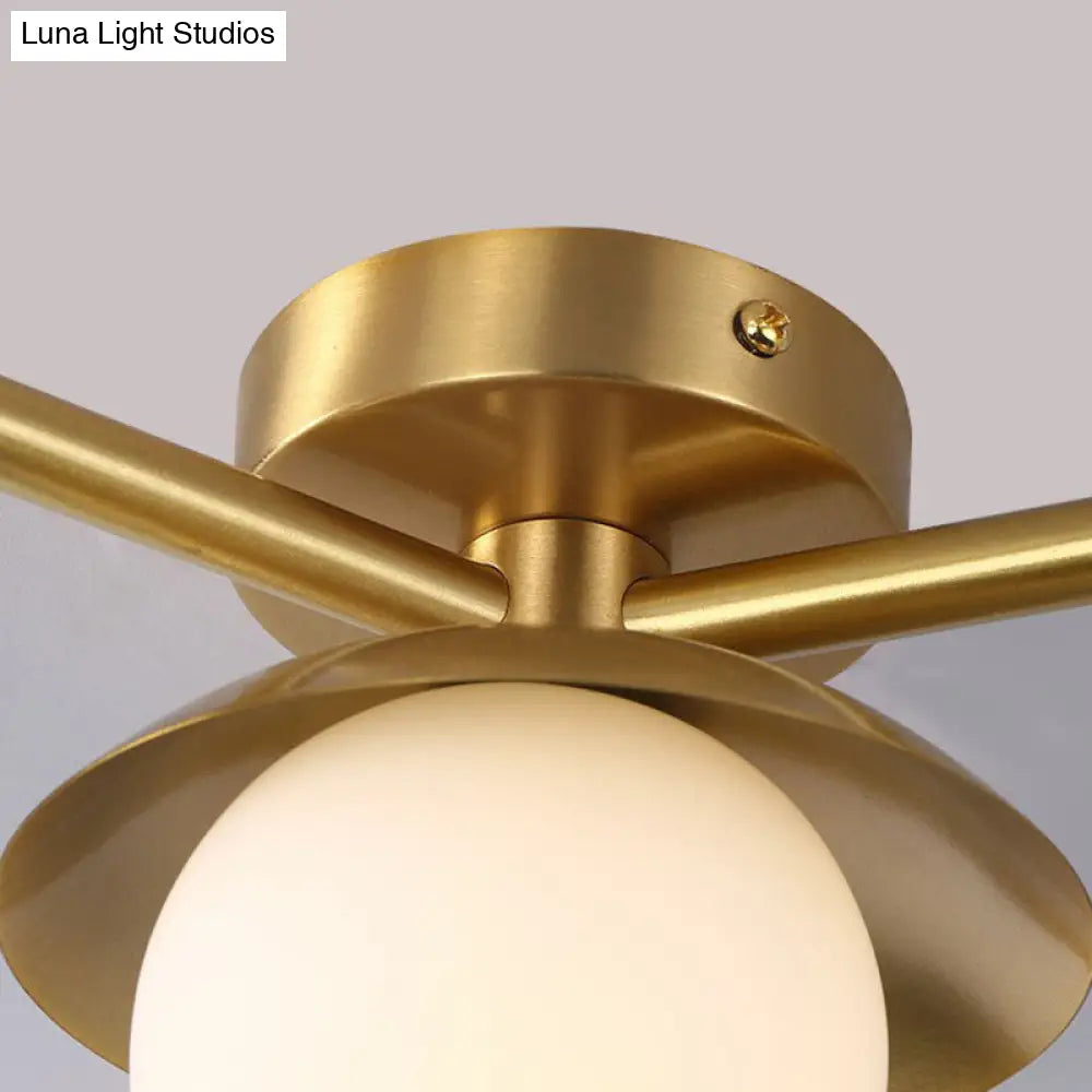 DecorBites™ DecorBites™ Modern Gold Finish Ceiling Light with Unique Molecule Design and White Glass Shade