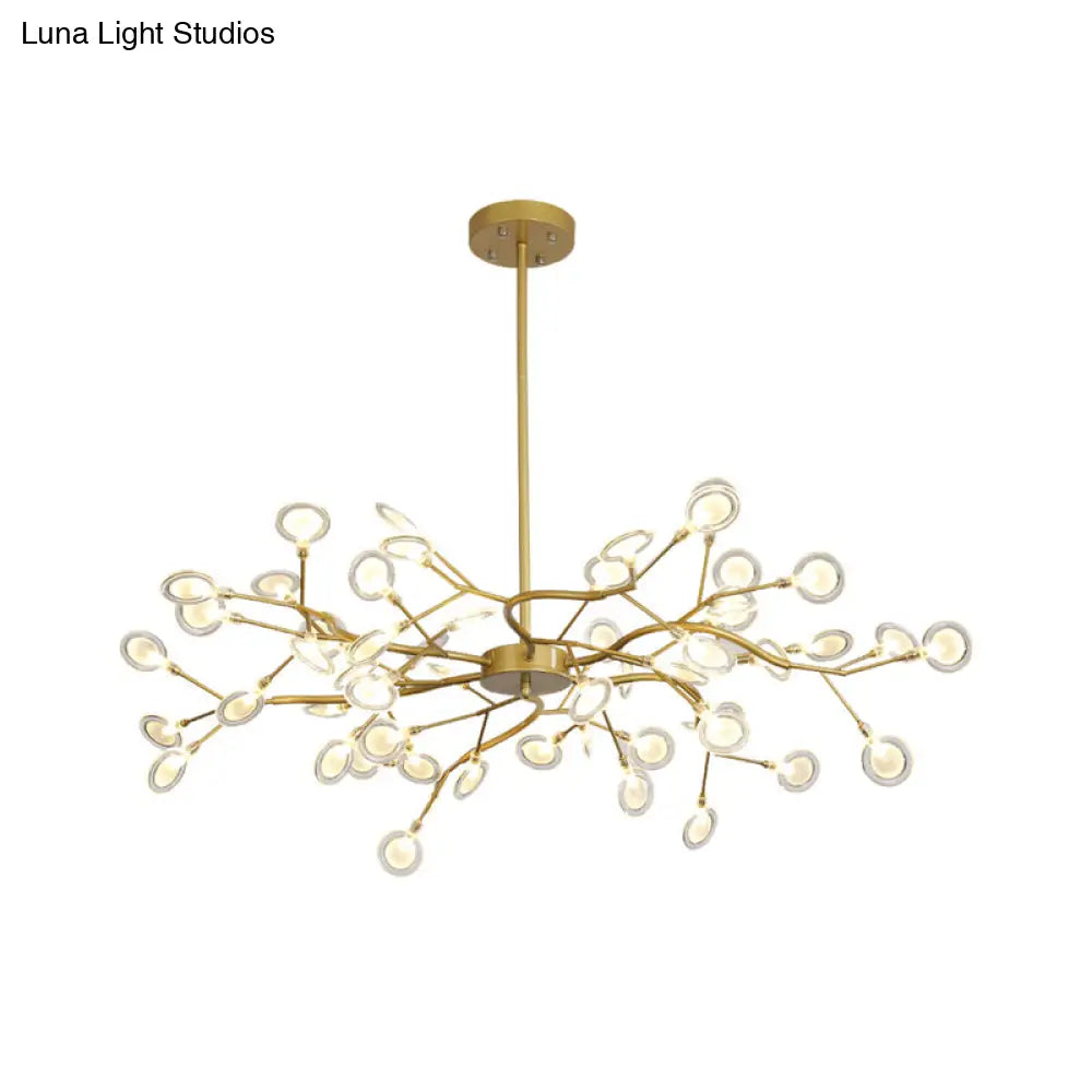 Lámpara de techo moderna con acabado dorado y brazo colgante - Lámpara de techo metálica de varias luces