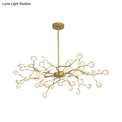 Lámpara de techo moderna con acabado dorado y brazo colgante - Lámpara de techo metálica de varias luces