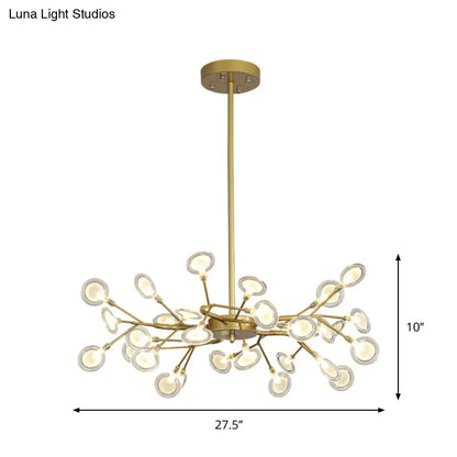 Lámpara de techo moderna con acabado dorado y brazo colgante - Lámpara de techo metálica de varias luces