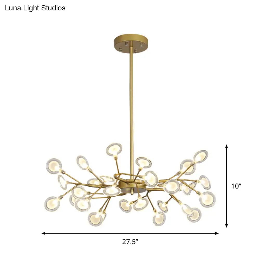 Lámpara de techo moderna con acabado dorado y brazo colgante - Lámpara de techo metálica de varias luces