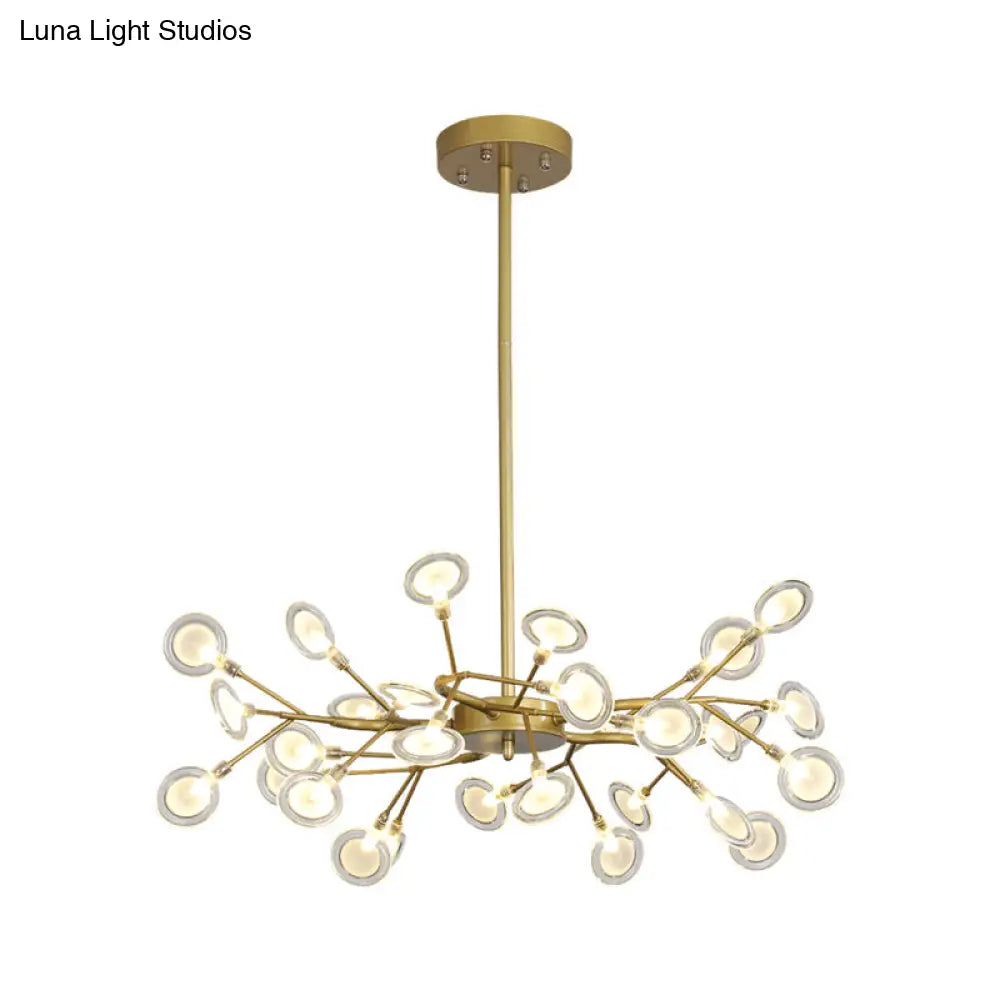 Lámpara de techo moderna con acabado dorado y brazo colgante - Lámpara de techo metálica de varias luces