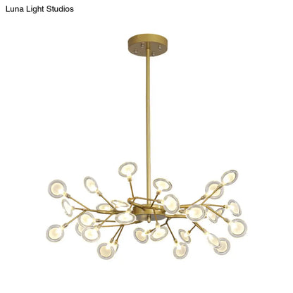 Lámpara de techo moderna con acabado dorado y brazo colgante - Lámpara de techo metálica de varias luces