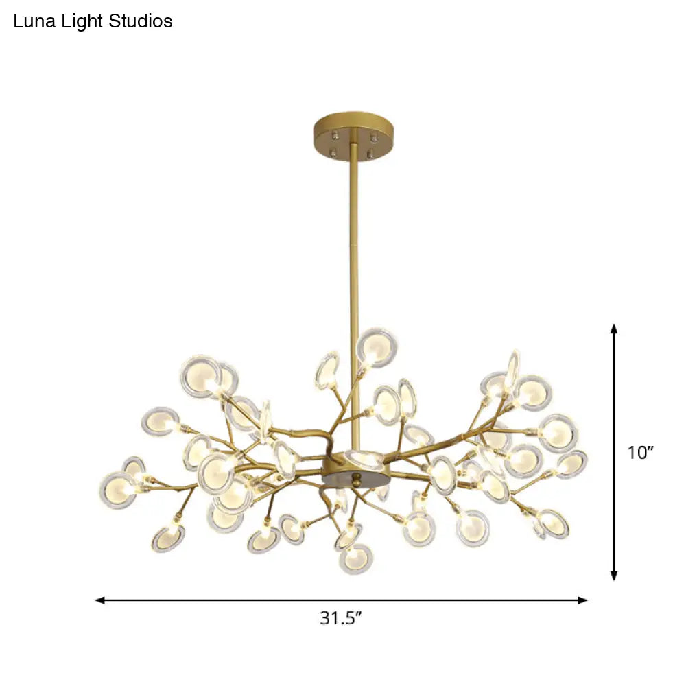 Lámpara de techo moderna con acabado dorado y brazo colgante - Lámpara de techo metálica de varias luces