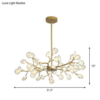Lámpara de techo moderna con acabado dorado y brazo colgante - Lámpara de techo metálica de varias luces