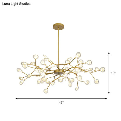 Lámpara de techo moderna con acabado dorado y brazo colgante - Lámpara de techo metálica de varias luces