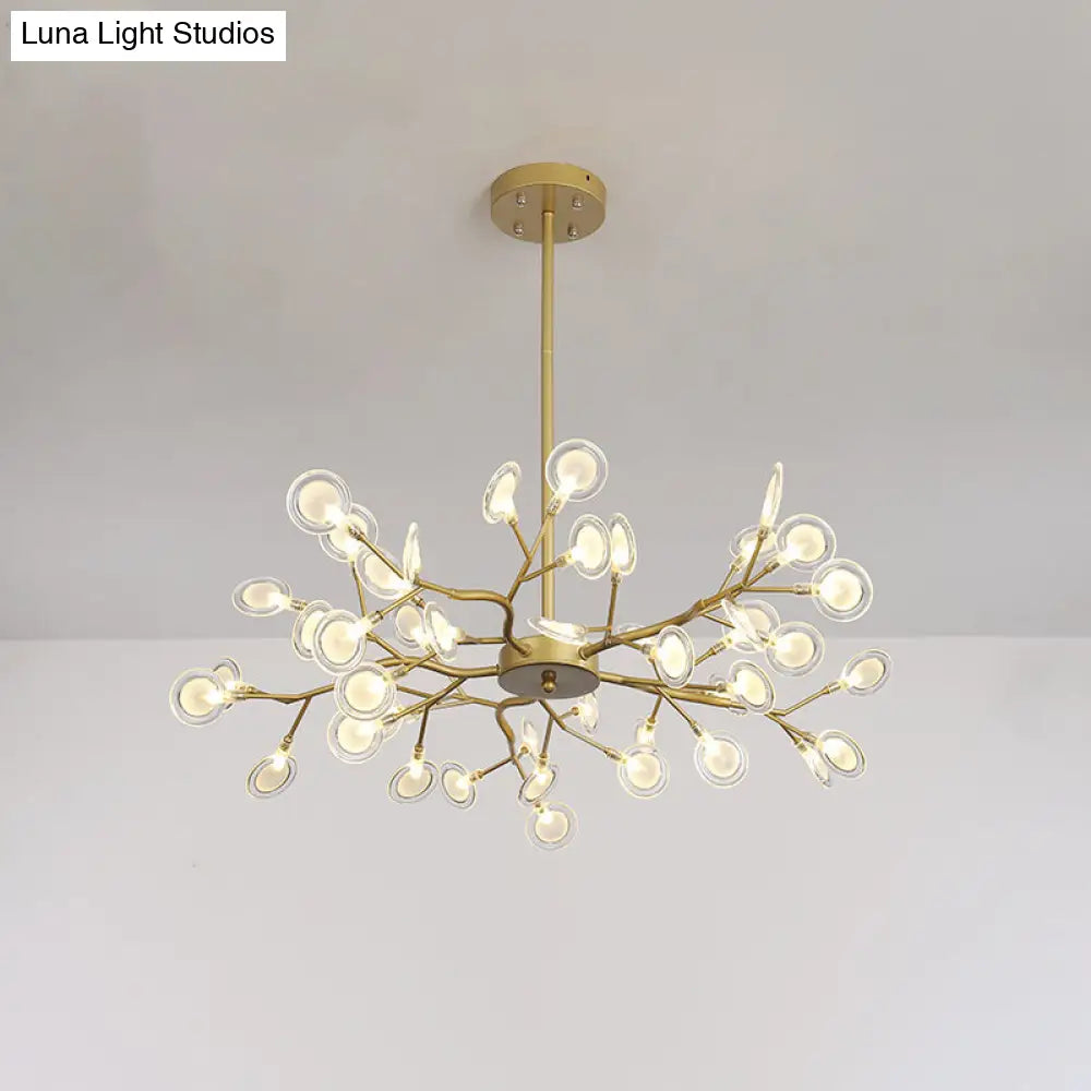 Lámpara de techo moderna con acabado dorado y brazo colgante - Lámpara de techo metálica de varias luces