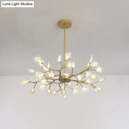 Lámpara de techo moderna con acabado dorado y brazo colgante - Lámpara de techo metálica de varias luces