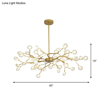 Lámpara de techo moderna con acabado dorado y brazo colgante - Lámpara de techo metálica de varias luces