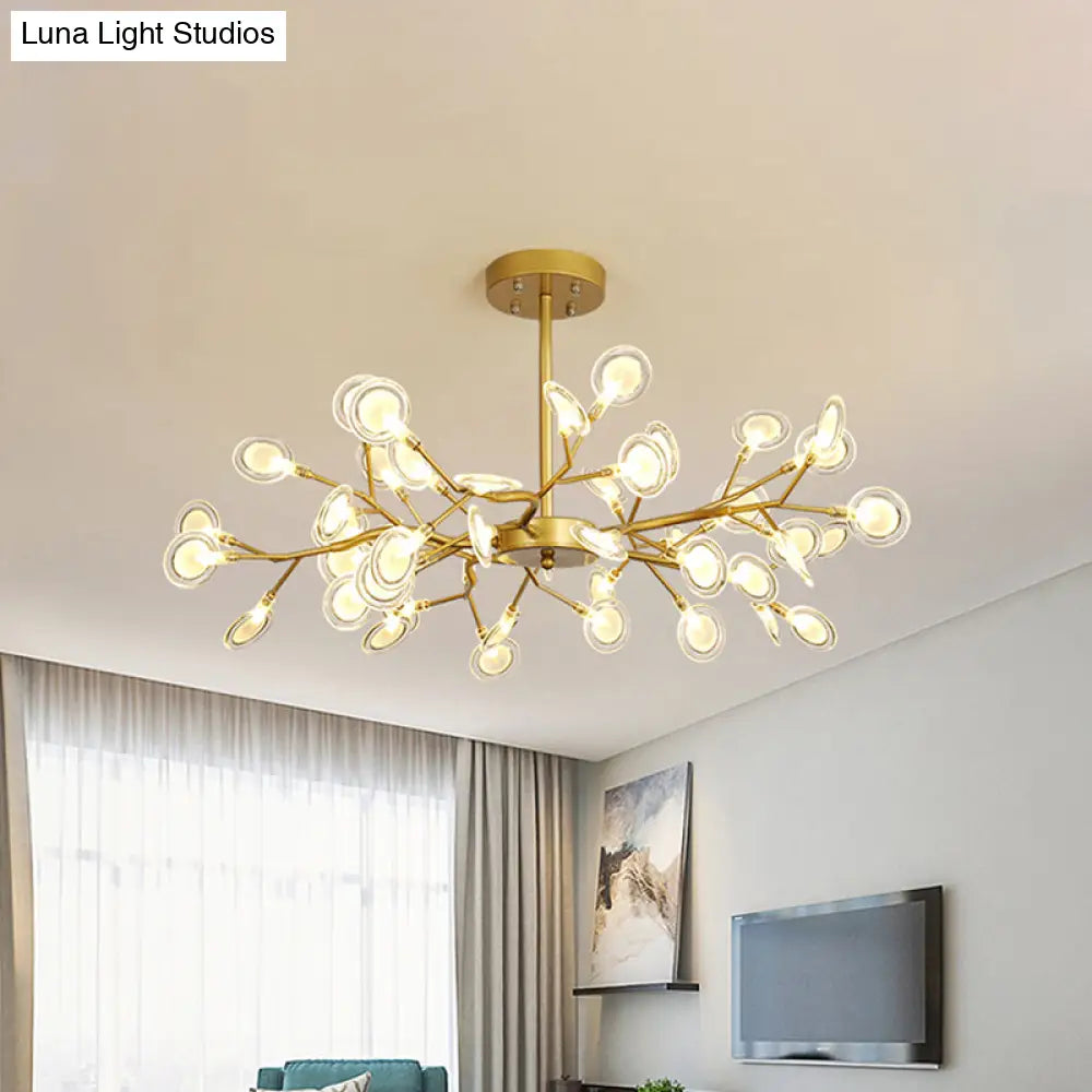 Lámpara de techo moderna con acabado dorado y brazo colgante - Lámpara de techo metálica de varias luces