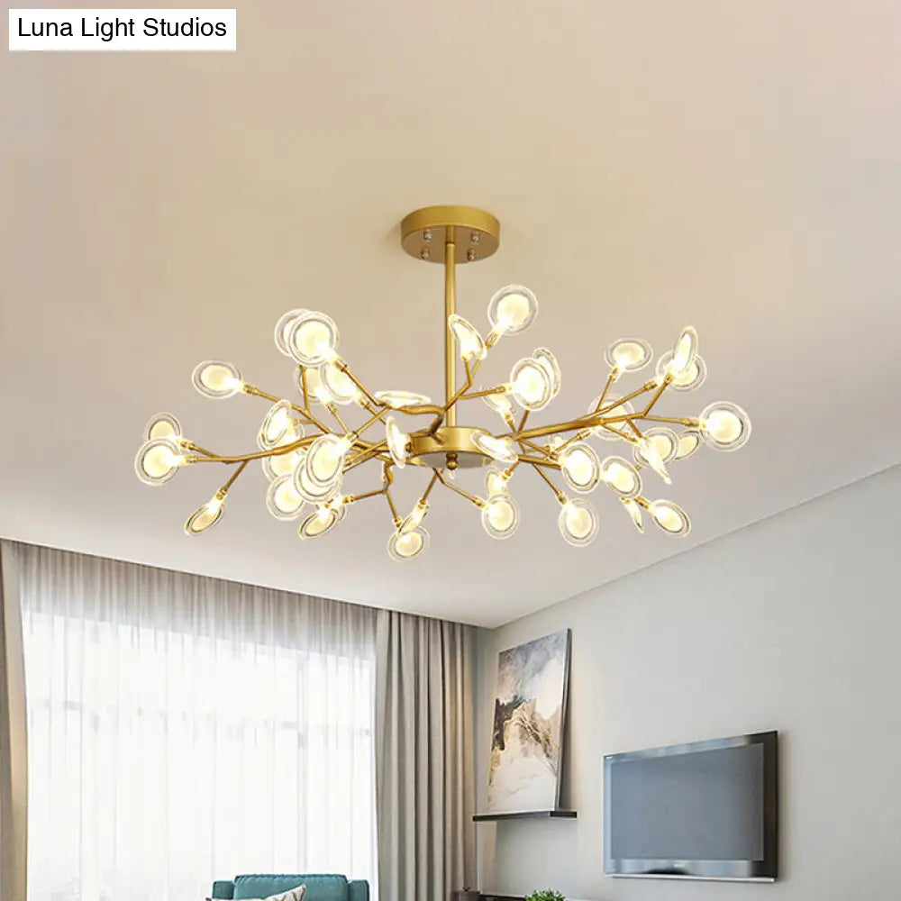 Lámpara de techo moderna con acabado dorado y brazo colgante - Lámpara de techo metálica de varias luces