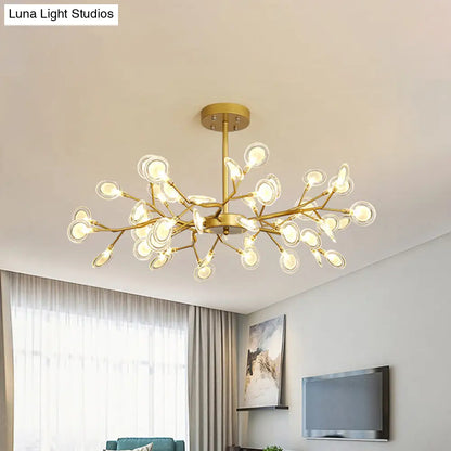 Lámpara de techo moderna con acabado dorado y brazo colgante - Lámpara de techo metálica de varias luces