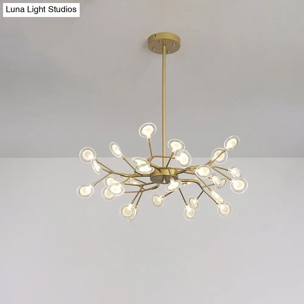 Lámpara de techo moderna con acabado dorado y brazo colgante - Lámpara de techo metálica de varias luces