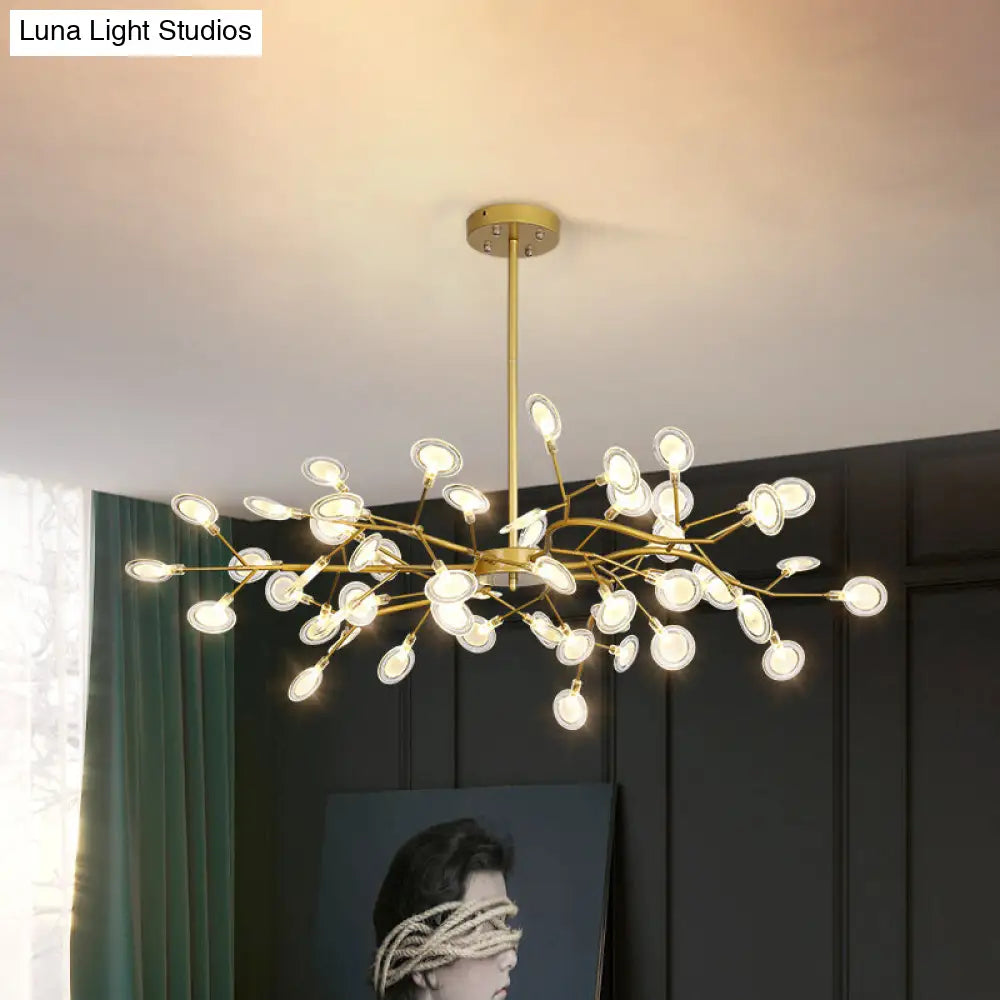 Lámpara de techo moderna con acabado dorado y brazo colgante - Lámpara de techo metálica de varias luces