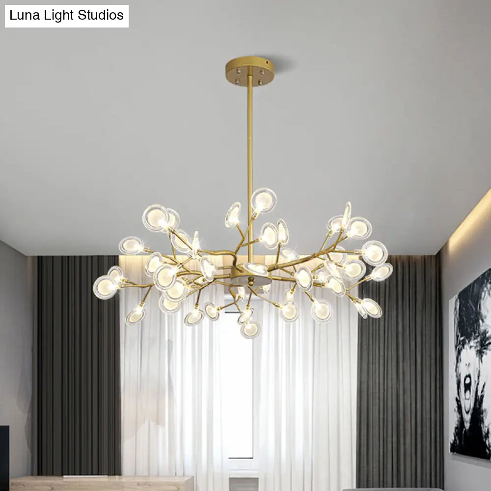 Lámpara de techo moderna con acabado dorado y brazo colgante - Lámpara de techo metálica de varias luces