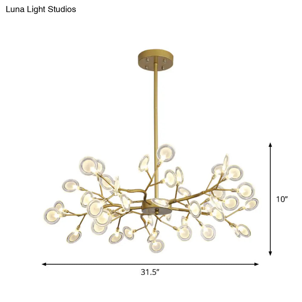 Lámpara de techo moderna con acabado dorado y brazo colgante - Lámpara de techo metálica de varias luces