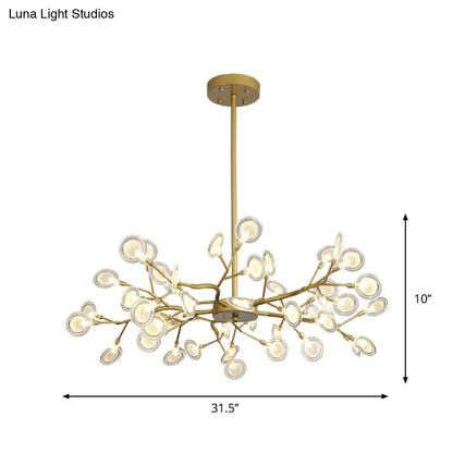 Lámpara de techo moderna con acabado dorado y brazo colgante - Lámpara de techo metálica de varias luces