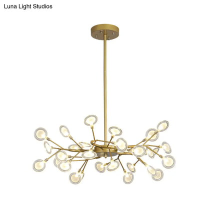 Lámpara de techo moderna con acabado dorado y brazo colgante - Lámpara de techo metálica de varias luces