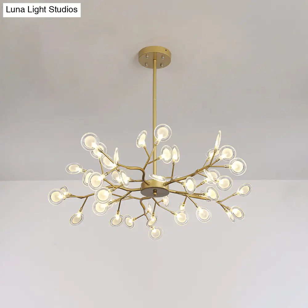 Lámpara de techo moderna con acabado dorado y brazo colgante - Lámpara de techo metálica de varias luces