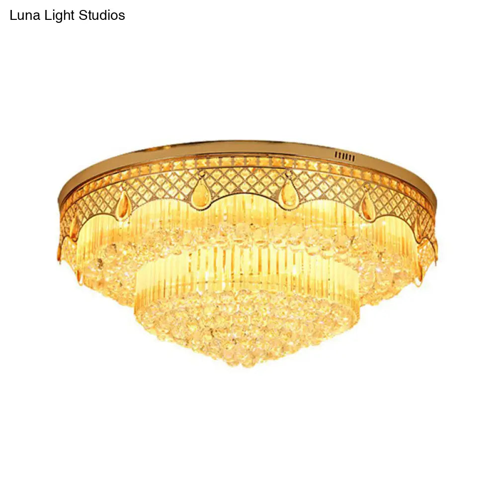 DecorBites™ DecorBites™ Modern Gold Finish Flush Mount Ceiling Light with 6 Tapered Bulbs and Crystal Balls