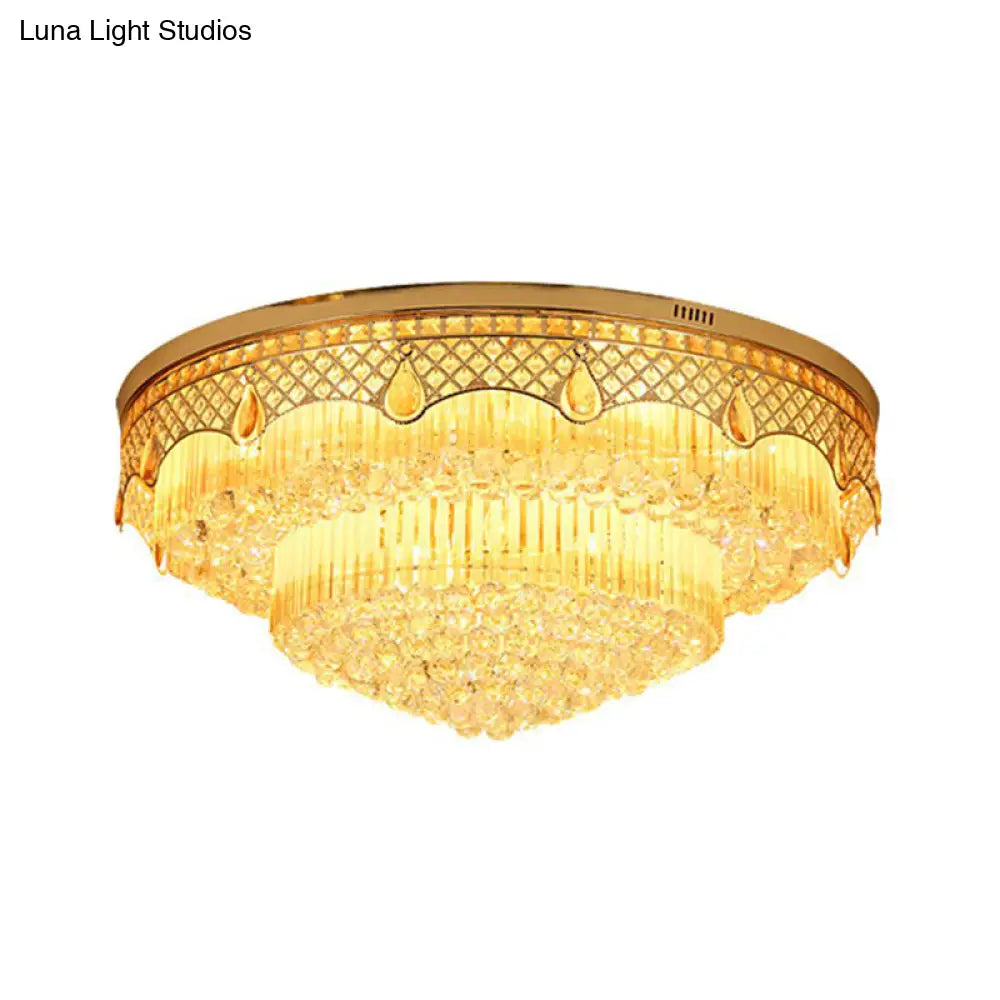 DecorBites™ DecorBites™ Modern Gold Finish Flush Mount Ceiling Light with 6 Tapered Bulbs and Crystal Balls