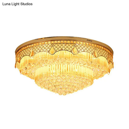 DecorBites™ DecorBites™ Modern Gold Finish Flush Mount Ceiling Light with 6 Tapered Bulbs and Crystal Balls