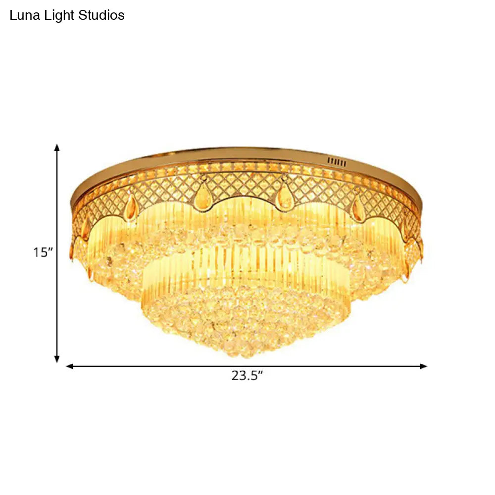 DecorBites™ DecorBites™ Modern Gold Finish Flush Mount Ceiling Light with 6 Tapered Bulbs and Crystal Balls