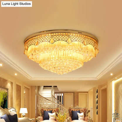 DecorBites™ DecorBites™ Modern Gold Finish Flush Mount Ceiling Light with 6 Tapered Bulbs and Crystal Balls
