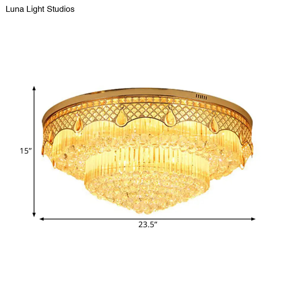 DecorBites™ DecorBites™ Modern Gold Finish Flush Mount Ceiling Light with 6 Tapered Bulbs and Crystal Balls