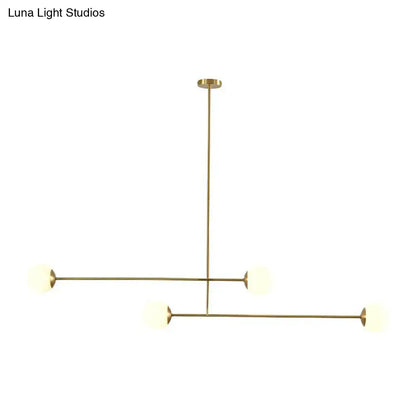 Decorbites minimalist gold finish pendant light with opal glass shade featuring three bulb base frosted globe shades