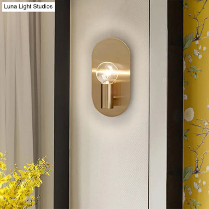 DecorBites™ DecorBites™ Modern Gold Finish Wall Sconce with Exposed Bulb Design and Oval Backplate